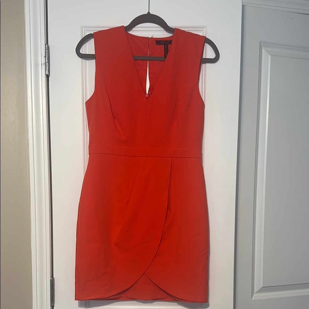 BCBG Red Asymmetrical Wrap Mini Dress